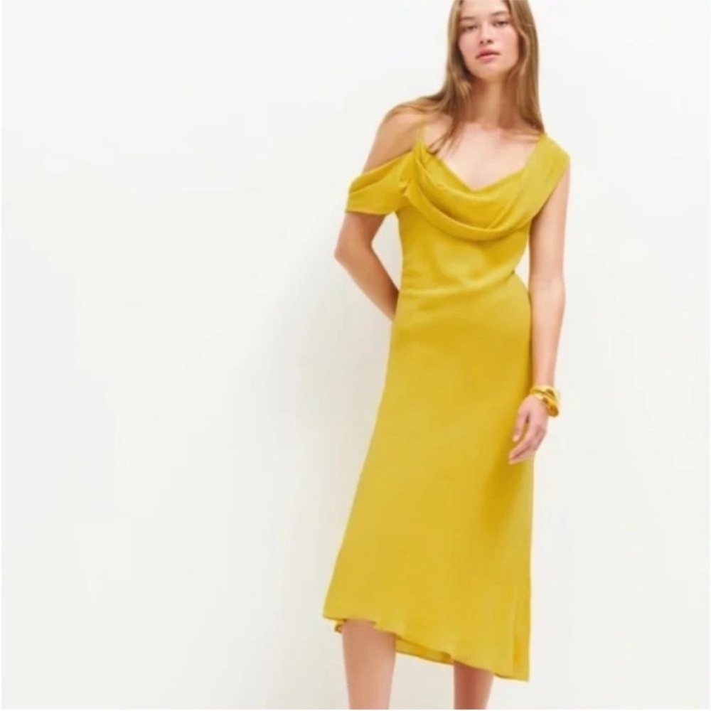 Reformation Reya Dress in Turmeric - Picture 2 of 4